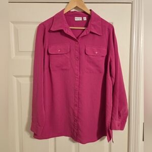 Kim Rogers Women's Curvy Pink Button Front Blouse Size 1X
